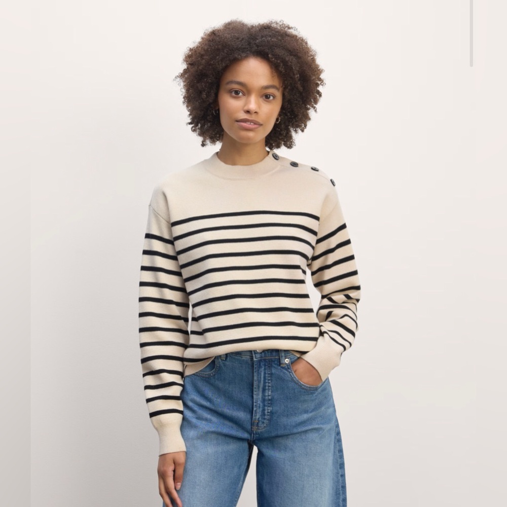 Everlane Mariner Crew Sweater in Canvas/Black